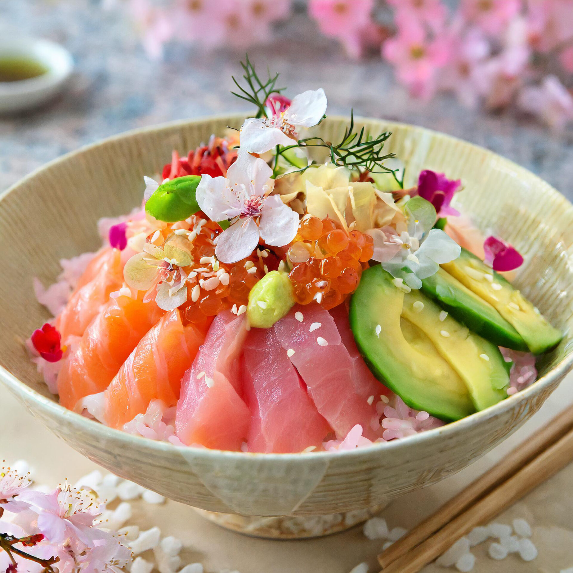 さくら色の海鮮丼